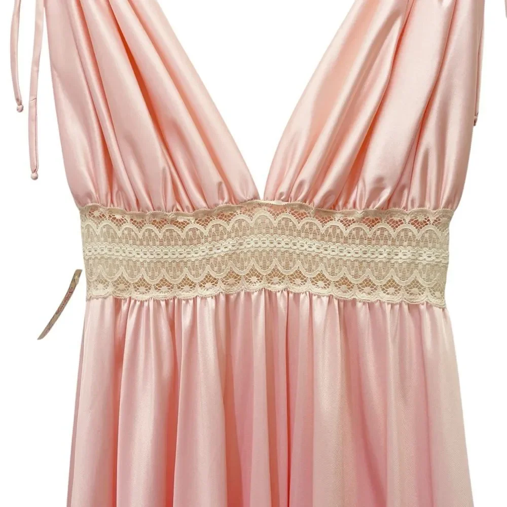 Vintage Ter-She Pink Nylon Lace Empire Maxi Nightgown 1680 Small 1970s NWT NEW - Picture 5 of 12